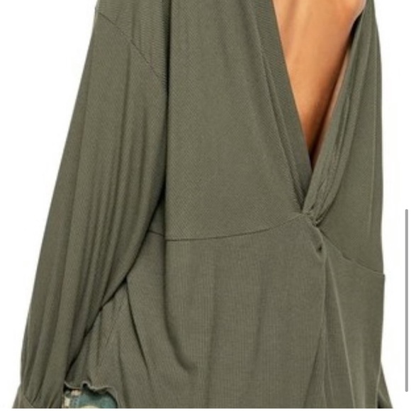 NWOT Free People Shimmy Shake Long Sleeve Top - Forest Green - Picture 5 of 15